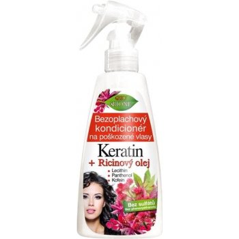 BC Bione Cosmetics Keratin + Ricinový olej regenerační bezoplachový kondicionér 260 ml