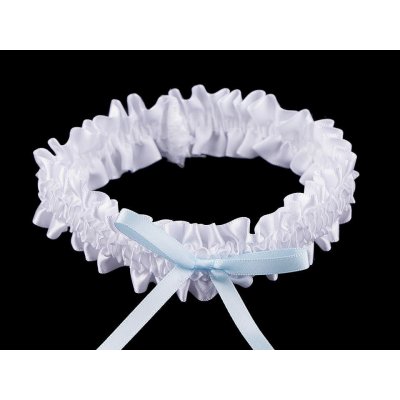 Prima-obchod Svatební podvazek saténový s mašlí, barva 2 bílo-modrá – Zboží Mobilmania