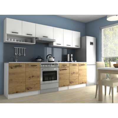FRONTI Kuchyňská linka LUIZA II 260x200 cm Bílá/Artisan – Zboží Dáma