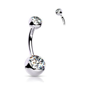 Šperky4U piercing do pupíku vnitřní závit čirý zirkon titan TIT1009-160846