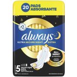 Always Ultra Secure Night Extra Hygienické vložky s křidélky velikost 5 20 ks – Sleviste.cz