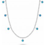 Brilio Silver Hravý stříbrný náhrdelník s modrými syntetickými opály NCL209WB – Zboží Dáma
