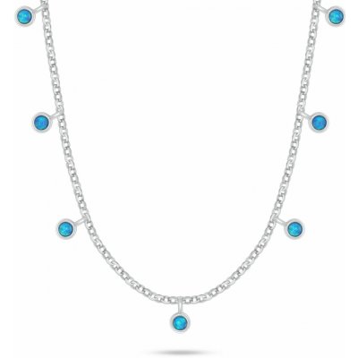 Brilio Silver Hravý stříbrný náhrdelník s modrými syntetickými opály NCL209WB – Zboží Dáma
