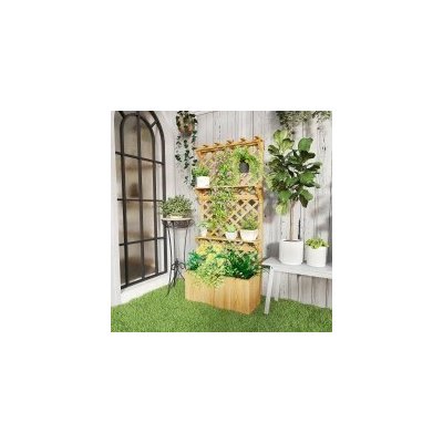 Outsunny Vyvýšený záhon s mříží 76 x 33 x 177 cm | přírodní – Zboží Dáma