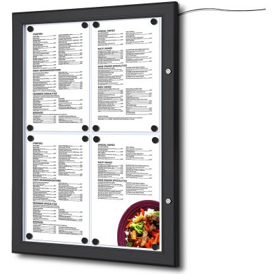 Jansen Display Černá Menu vitrína 4xA4 osvětlená 505 x 679 mm – Zboží Živě