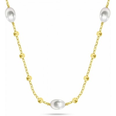 Brilio Silver Půvabný pozlacený náhrdelník s pravými perlami NCL215Y – Zbozi.Blesk.cz