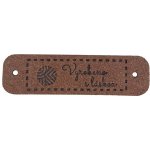 Pro Háčkování Handmade cedulka Vyrobeno s láskou 15 x 55 mm hnědá koženka – Zboží Dáma