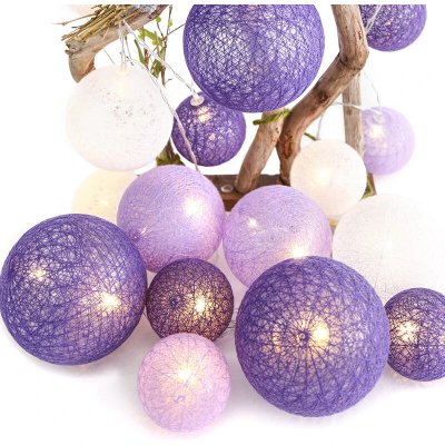 ACA Lighting LED girlanda textilní fialovo-bílé kuličky teplá bílá 2x baterie AA 210 cm IP20 – Zboží Dáma