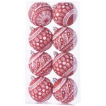 MagicHome Koule 8 ks 6 cm červené s bílým ornamentem na vánoční stromek ST8091067 – Hledejceny.cz