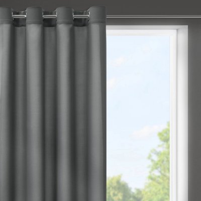 EUROFIRANY KRÁTKÝ ZÁVĚS NA KROUŽCÍCH RITA 140X175 CM GRAFITOVÁ – Hledejceny.cz