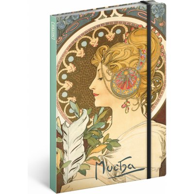 Notes Alfons Mucha Pero nelinkovaný 13 x 21 cm