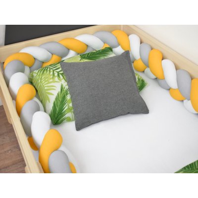 Benlemi Textil pro dětské postele cop Bílo-šedo-hořčicová – Sleviste.cz