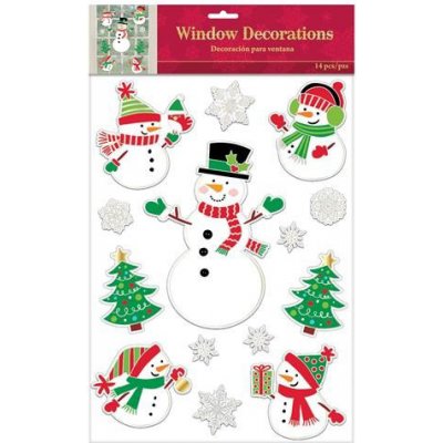 Vánoční dekorace na okno barevný sněhulák 43 x 30 cm – Zboží Mobilmania