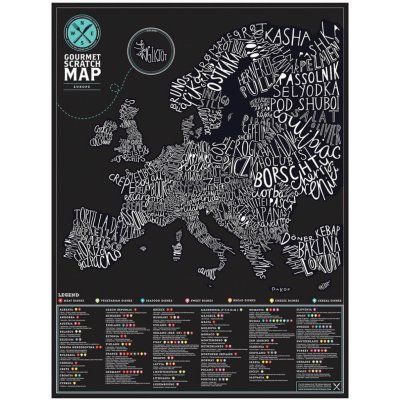 Nástěnná stírací mapa Evropy Gourmet Edition Luckies – Sleviste.cz