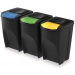 Prosperplast Sada 3 odpadkových košů SORTIBOX recyklovaná černá 3 x 35 L – Zboží Dáma