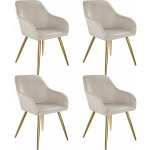 tectake 406116 marilyn sametový vzhled taupe / zlatá 4 ks – Zboží Dáma