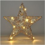 Solight vánoční hvězda glitter zlatá kovová 14x LED 2x AA – Hledejceny.cz