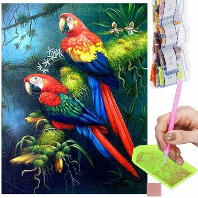 Springos Diamantové malování Papoušci 40 x 30 cm – Zboží Mobilmania