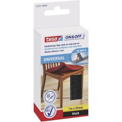 TESA On & Off 55231-00-01 pásek se suchým zipem, lepicí, k našití, háčková a flaušová část, (d x š) 1000 mm x 20 mm, čer – Hledejceny.cz
