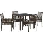 OMAXI 890849 Zahradní jídelní souprava 5 pcs Hnědá Poly ratan – Hledejceny.cz