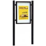 PROCITY Jednostranná vitrína Carrefour 1255x900 mm, včetně sloupků, černá | Zboží Auto