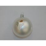 ORNEX Vánoční ozdoba skleněná koule bílá červená lístky pr. 8 cm – Hledejceny.cz
