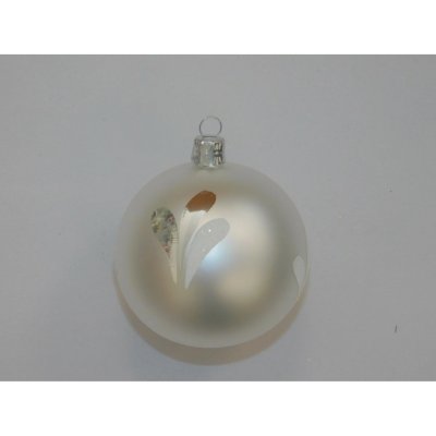 ORNEX Vánoční ozdoba skleněná koule bílá červená lístky pr. 8 cm – Hledejceny.cz