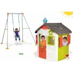 Smoby set domeček Jura Lodge se dvěma dveřmi a houpačka Portique s kovovou konstrukcí 310263-21 – Sleviste.cz