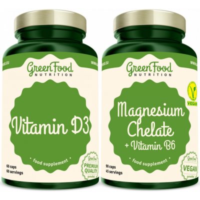 Greenfood Nutrition Magnesium Chelát + Vitamin B6 90 kapslí + Vitamin D3 60 kapslí – Hledejceny.cz