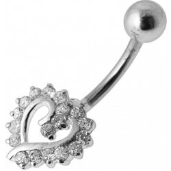 Šperky4U stříbrný piercing do pupíku srdíčko BP01026-C