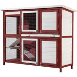 Wiltec králíkárna červenobílá 1175 x 410 x 1000 mm 4 dvířky a schody Wilte – Sleviste.cz