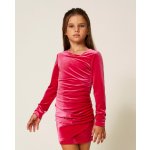 Twinset Girl šaty s dlouhým rukávem sametové růžové – Zboží Dáma