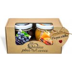 Sklenice plná ovoce Dárek s visačkou pro paní učitelku - 2 džemy slazené cukrem 420g borůvka jahoda – Sleviste.cz