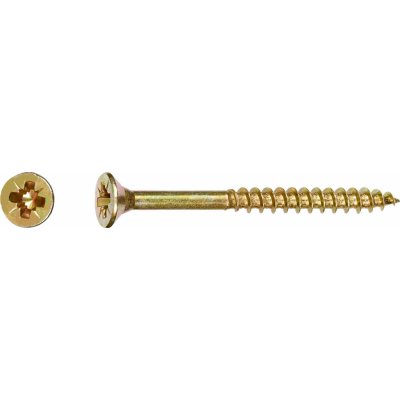 Uni vrut se zápustnou hlavou PZ2 plný závit žlutě pozink. 5x30 mm, 200 ks – Hledejceny.cz