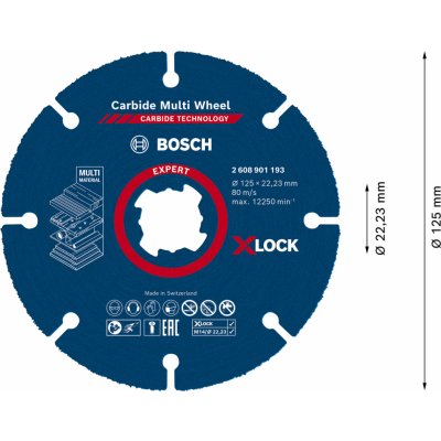 Kotouč řezný Bosch Carbide Multi Wheel X-LOCK 115×1 mm Dostupné varianty: Víceúčelový řezný kotouč Bosch EXPERT Carbide Multi Wheel systému X-LOCK 125 mm – Zboží Dáma