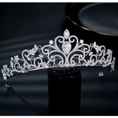 B-Top postříbřená korunka do vlasů s AAA zirkony Drahokam – Zboží Dáma