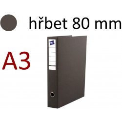 Hit Office pořadač pákový A3 na výšku, 80 mm tmavě šedý