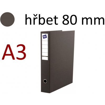 Hit Office pořadač pákový A3 na výšku, 80 mm tmavě šedý – Zbozi.Blesk.cz