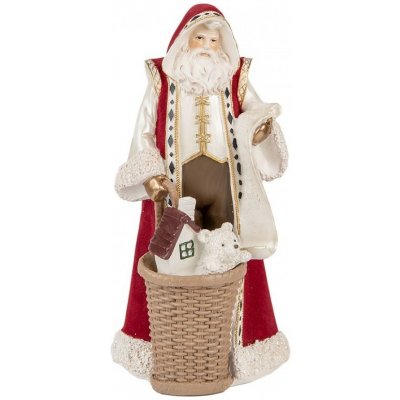 Clayre & Eef Červená dekorace Santa v kožichu a nůší s dárky - 15*14*29 cm – Hledejceny.cz