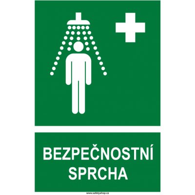 Bezpečnostní sprcha ISO 7010 plast 0,5mm 300x200 mm – Zboží Dáma