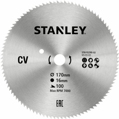 STANLEY Pilový kotouč HCS, 170 x 16,0 mm, 100 zubů STA10290 – Zboží Mobilmania