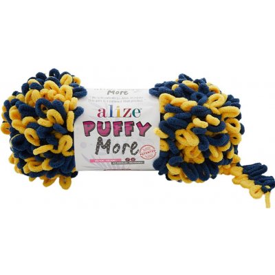 Alize příze Puffy More 6631 tmavě modrá a žlutá – Zboží Mobilmania