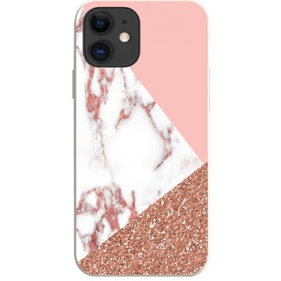 Pouzdro TopQ iPhone 11 Mramor růžový glitter 75343