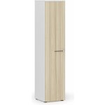 Primo Úzká kancelářská skříň WHITE, 1781 x 400 x 420 mm, bílá/dub přírodní – Zboží Mobilmania
