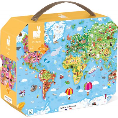 Janod Mapa světa v kufříku 300 dílků – Zboží Mobilmania