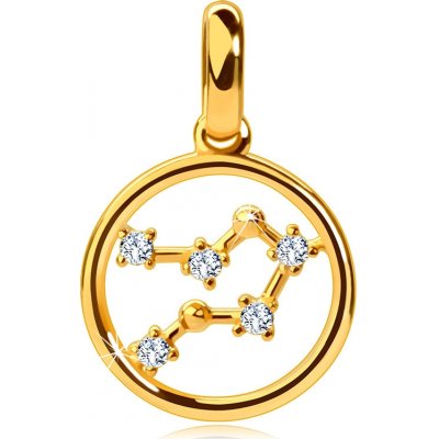 Šperky Eshop 9K zlatý přívěsek kruh hvězdná konstelace Blíženci čiré zirkony S2GG242.13
