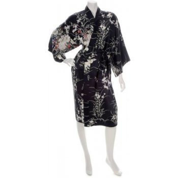 Japonské dámské hedvábné kimono Hana Yukata Black