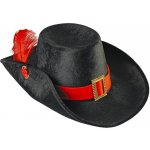 Mušketýrský klobouk Černý s červenými detaily – Sleviste.cz