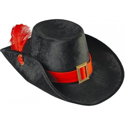 Mušketýrský klobouk Černý s červenými detaily