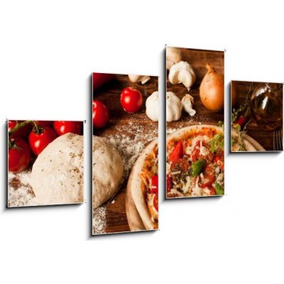 Obraz 4D čtyřdílný - 100 x 60 cm - Pizza pizza vegetarián hlavní jídlo dne – Zboží Mobilmania